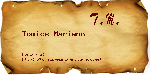 Tomics Mariann névjegykártya